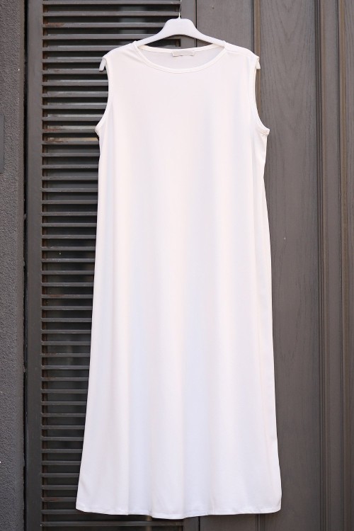 Pamuklu Astar Elbise Beyaz