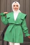 Royal Tesettür Trençkot Yeşil