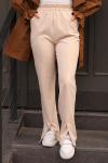 Yırtmaç Detaylı Pantolon Bej