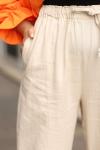 Keten Yırtmaçlı Pantolon Bej