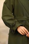 Kolları İpli Tesettür Trençkot Haki