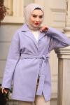 Kuşaklı Tesettür Kaşe Lila