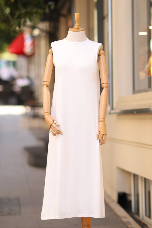 Tesettür Elbise İçlik Beyaz