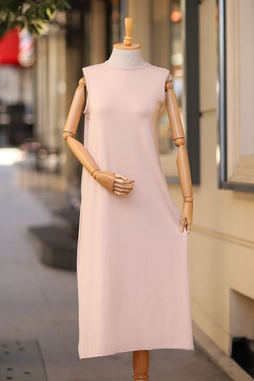 Tesettür Elbise İçlik Bej