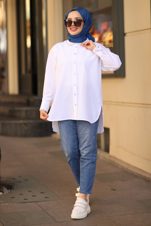 Basic Pamuklu Tesettür Gömlek