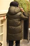 Fermuarlı Puffy Tam Dolum Tesettür Mont Haki 2