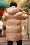 Fermuarlı Puffy Tam Dolum Tesettür Mont Bej 2