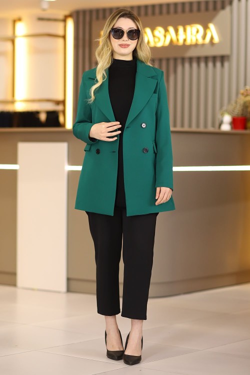 Blazer Astarlı Tesettür Ceket Zümrüt Yeşili