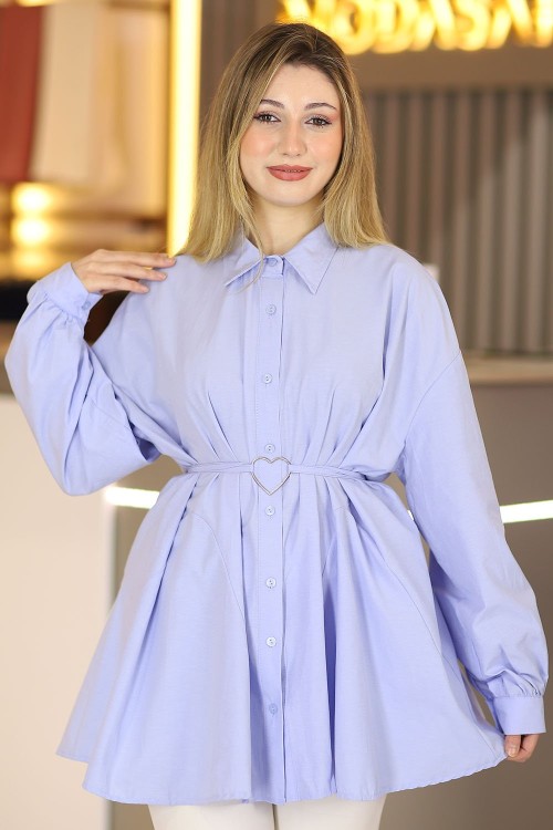 Kalp Kemerli Gömlek Açık Mavi