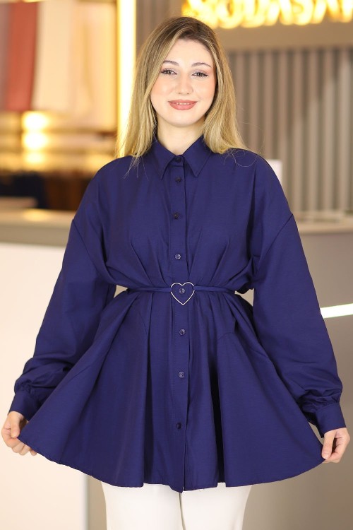 Kalp Kemerli Gömlek Lacivert
