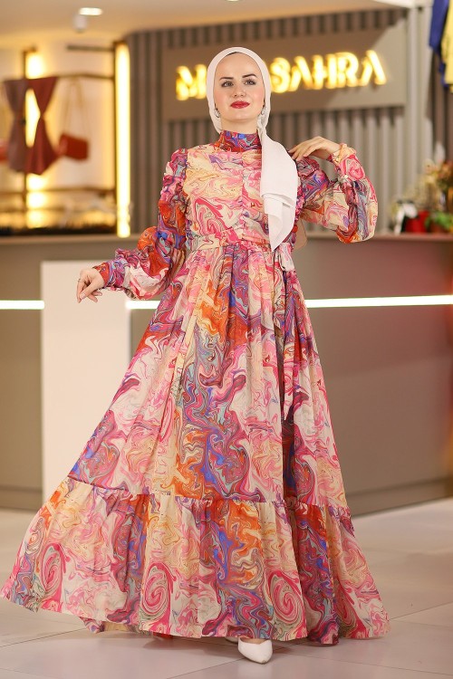 Ebruli Tesettür Elbise