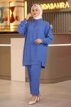 Halka Linda Fermuarlı Tesettür Takım Mavi