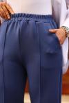 Beli Lastikli Süs Dikişli Tesettür Pantolon Lacivert