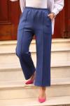 Beli Lastikli Süs Dikişli Tesettür Pantolon Lacivert