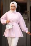 Kalp Kemerli Gömlek Açık Pembe