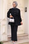 Pırlanta Taşlı Tesettür Takım Siyah