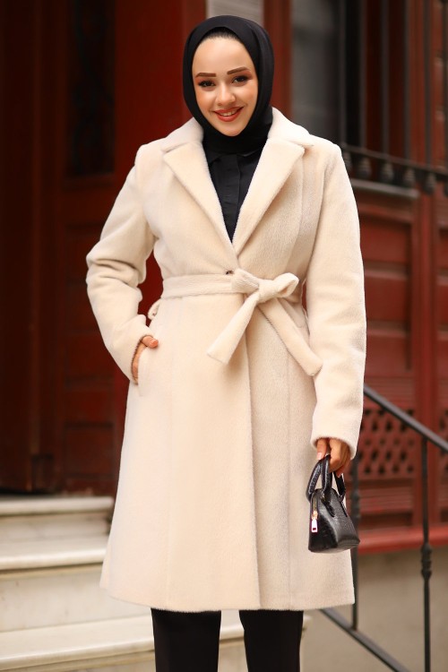 Premium İthal Fox Kaşe Kaban Bej