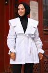 Royal Tesettür Trençkot Beyaz 2