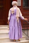 Biye Detay Tesettür Elbise Lila 2