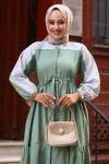 Biye Detay Tesettür Elbise Yeşil 2