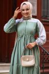 Biye Detay Tesettür Elbise Yeşil 2