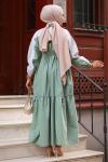 Biye Detay Tesettür Elbise Yeşil 2