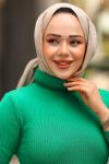 Triko Boğazlı Tesettür Kazak Yeşil 2