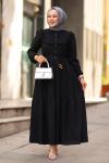 Dantel Güpür Tesettür Elbise Siyah