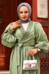 Dantel Detay Tesettür Takım Yeşil