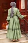 Dantel Detay Tesettür Takım Yeşil