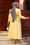 Fırfır Detaylı Tesettür Takım Sarı