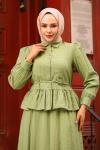 Fırfır Detaylı Tesettür Takım Yeşil