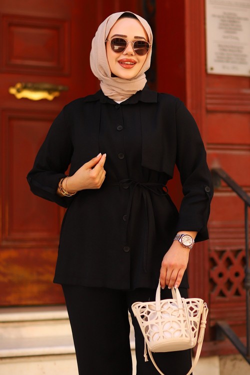 Vera Tensel Tesettür Takım Siyah