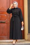 Bağlama Detay Tesettür Etekli Takım Siyah