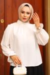 Kurtarıcı Balon Kol Gömlek Ekru