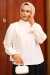 Kurtarıcı Balon Kol Gömlek Ekru