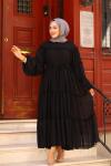Fırfırlı Tesettür Elbise Siyah