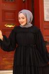 Fırfırlı Tesettür Elbise Siyah