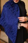 Çift Taraflı İpeksi Pamuk Jakar Kumaş Dalga Desen Tesettür Şal Serisi Açık Lacivert