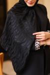 Çift Taraflı İpeksi Pamuk Jakar Kumaş Dalga Desen Tesettür Şal Serisi Siyah