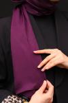Premium İpeksi Pamuk Jakar Kumaş Tüy Desen Tesettür Şal Koyu Mor
