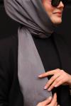 Premium İpeksi Pamuk Jakar Kumaş Tüy Desen Tesettür Şal Orta Gri