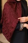 Çift Taraflı İpeksi Pamuk Jakar Kumaş Dalga Desen Tesettür Şal Serisi Koyu Bordo