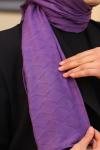 Çift Taraflı İpeksi Pamuk Jakar Kumaş Elmas Desen Tesettür Şal Serisi Koyu Lila