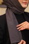 Çift Taraflı İpeksi Pamuk Jakar Kumaş Elmas Desen Tesettür Şal Serisi Antrasit