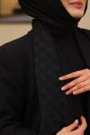 Çift Taraflı İpeksi Pamuk Jakar Kumaş Elmas Desen Tesettür Şal Serisi Siyah