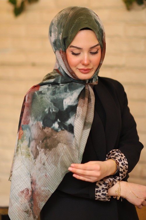 Premium Tuval Desen İpek Şal Desen 1 