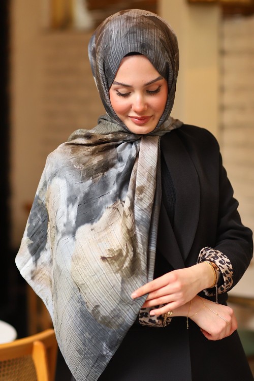 Premium Tuval Desen İpek Şal Desen 9