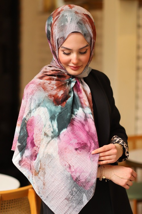 Premium Tuval Desen İpek Şal Desen 19