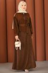 Premium Şık Tesettür Etekli Takım Acı Kahve